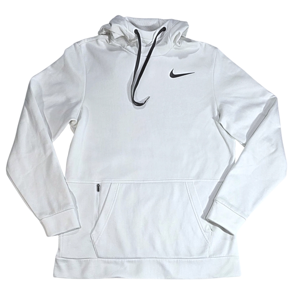 Nike Men's White Therma-Fit Pullover Athletic Hoodie Sweatshirt w/Pocket • Small